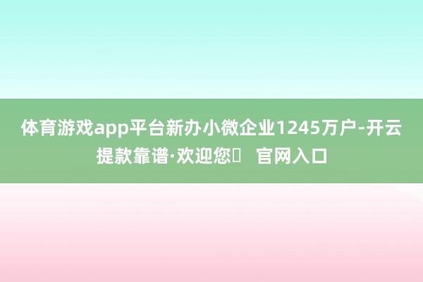 体育游戏app平台新办小微企业1245万户-开云提款靠谱·欢迎您✅ 官网入口